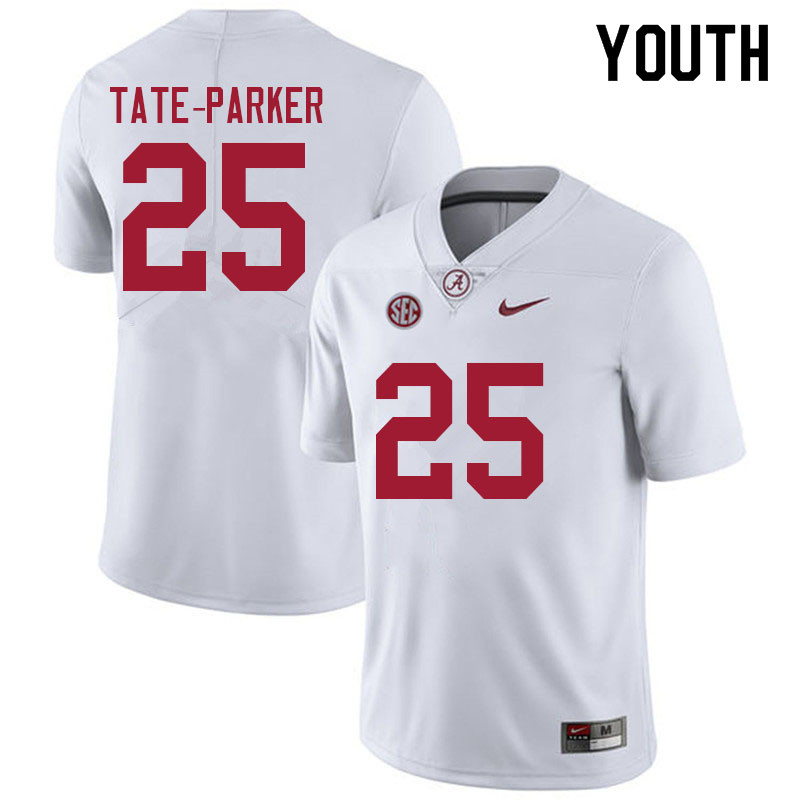Alabama Crimson Tide Youth Jordan Tate-Parker #25 White NCAA Nike Authentic Stitched 2021 College Football Jersey KF16O30RK